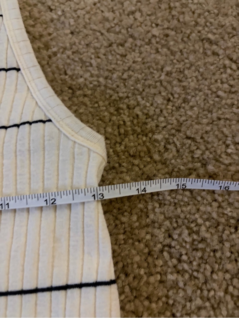 VINCE Striped Racerback Tank Top Cream Black Ribbed Stretch Minimalist small - Picture 8 of 10